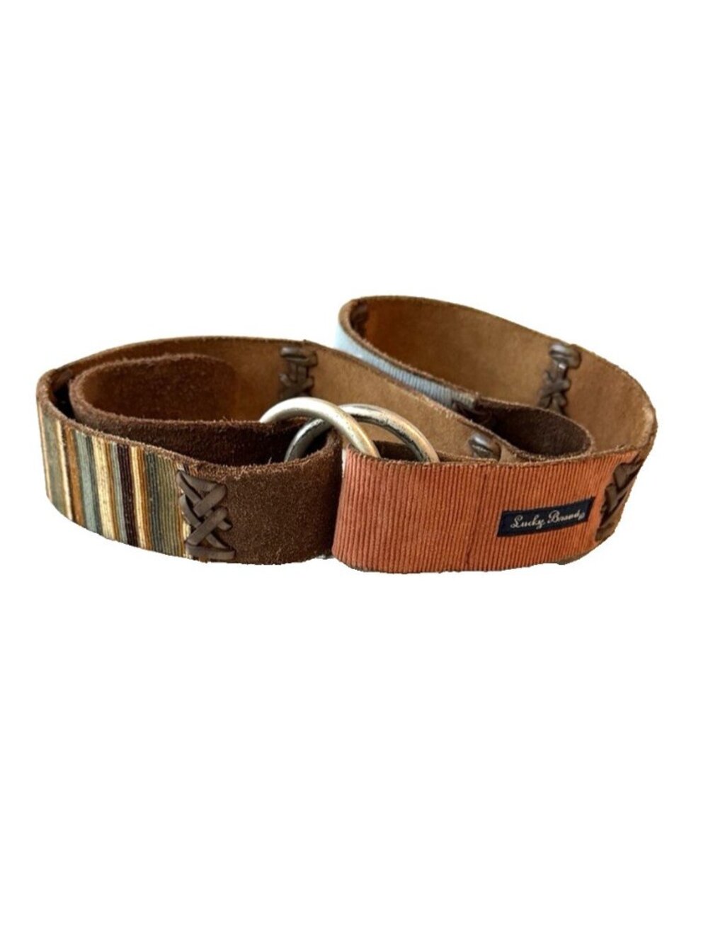 Lucky Brand Genuine Leather Suede Colorful Patchwork Belt Women's Size M 1.5" W